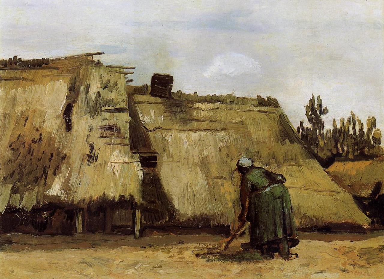 Картина Ван Гога Крестьянка копающая у своего дома 1885